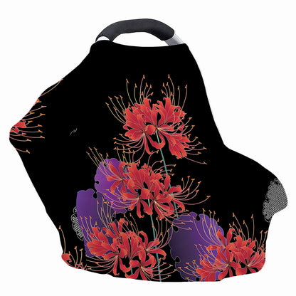 Red Japanese Amaryllis Pattern Print Baby Seat Cover
