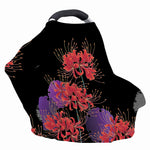 Red Japanese Amaryllis Pattern Print Baby Seat Cover