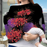 Red Japanese Amaryllis Pattern Print Baby Seat Cover