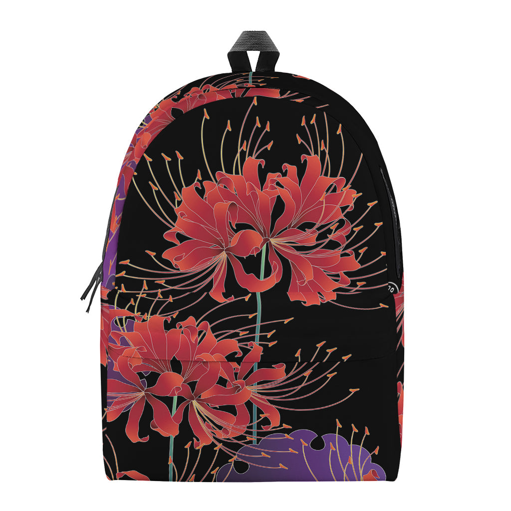 Red Japanese Amaryllis Pattern Print Backpack