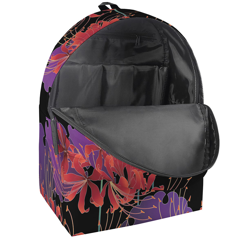Red Japanese Amaryllis Pattern Print Backpack