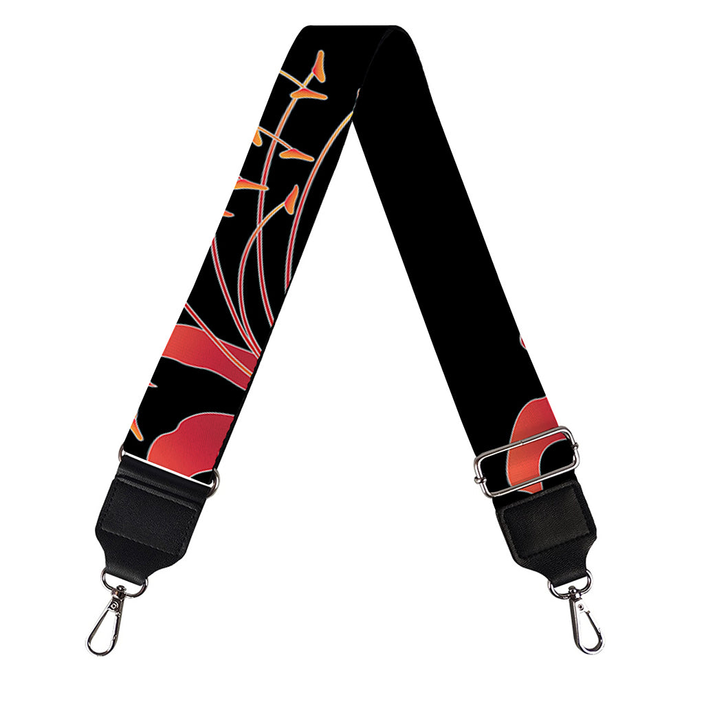 Red Japanese Amaryllis Pattern Print Bag Strap