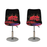 Red Japanese Amaryllis Pattern Print Bar Stool Covers