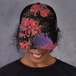 Red Japanese Amaryllis Pattern Print Baseball Cap