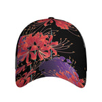 Red Japanese Amaryllis Pattern Print Baseball Cap