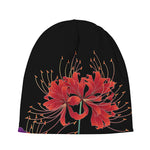 Red Japanese Amaryllis Pattern Print Beanie