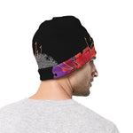 Red Japanese Amaryllis Pattern Print Beanie