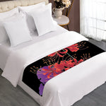 Red Japanese Amaryllis Pattern Print Bed Runner