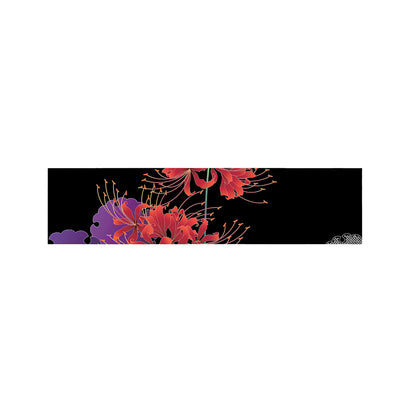 Red Japanese Amaryllis Pattern Print Bed Runner