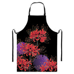 Red Japanese Amaryllis Pattern Print Bib Apron With Pocket