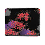 Red Japanese Amaryllis Pattern Print Bifold Wallet