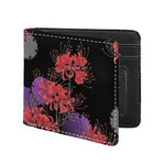 Red Japanese Amaryllis Pattern Print Bifold Wallet