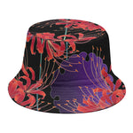 Red Japanese Amaryllis Pattern Print Bucket Hat