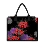 Red Japanese Amaryllis Pattern Print Canvas Tote Bag