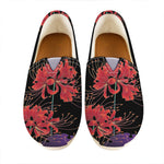 Red Japanese Amaryllis Pattern Print Casual Shoes