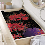 Red Japanese Amaryllis Pattern Print Changing Pad Cover