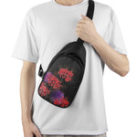 Red Japanese Amaryllis Pattern Print Chest Bag