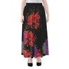 Red Japanese Amaryllis Pattern Print Chiffon Maxi Skirt