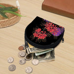 Red Japanese Amaryllis Pattern Print Coin Purse