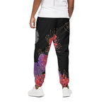 Red Japanese Amaryllis Pattern Print Cotton Pants