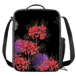 Red Japanese Amaryllis Pattern Print Crossbody Lunch Bag