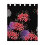 Red Japanese Amaryllis Pattern Print Curtain