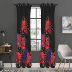 Red Japanese Amaryllis Pattern Print Curtain