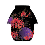 Red Japanese Amaryllis Pattern Print Dog Zip Up Hoodie