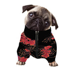 Red Japanese Amaryllis Pattern Print Dog Zip Up Jacket