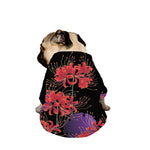 Red Japanese Amaryllis Pattern Print Dog Zip Up Jacket