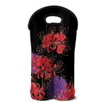 Red Japanese Amaryllis Pattern Print Double Neoprene Wine Tote