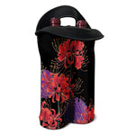 Red Japanese Amaryllis Pattern Print Double Neoprene Wine Tote