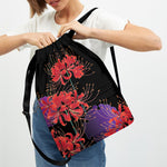 Red Japanese Amaryllis Pattern Print Drawstring Backpack