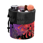 Red Japanese Amaryllis Pattern Print Drawstring Makeup Bag