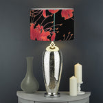 Red Japanese Amaryllis Pattern Print Drum Lamp Shade