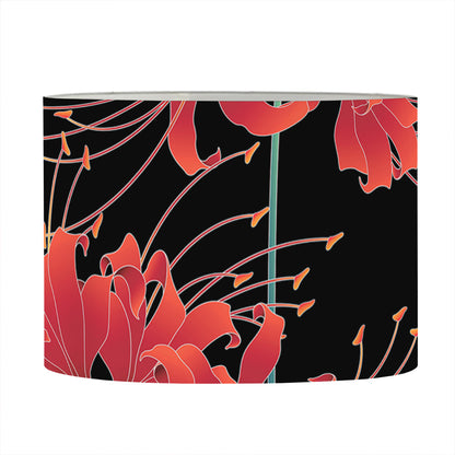 Red Japanese Amaryllis Pattern Print Drum Lamp Shade