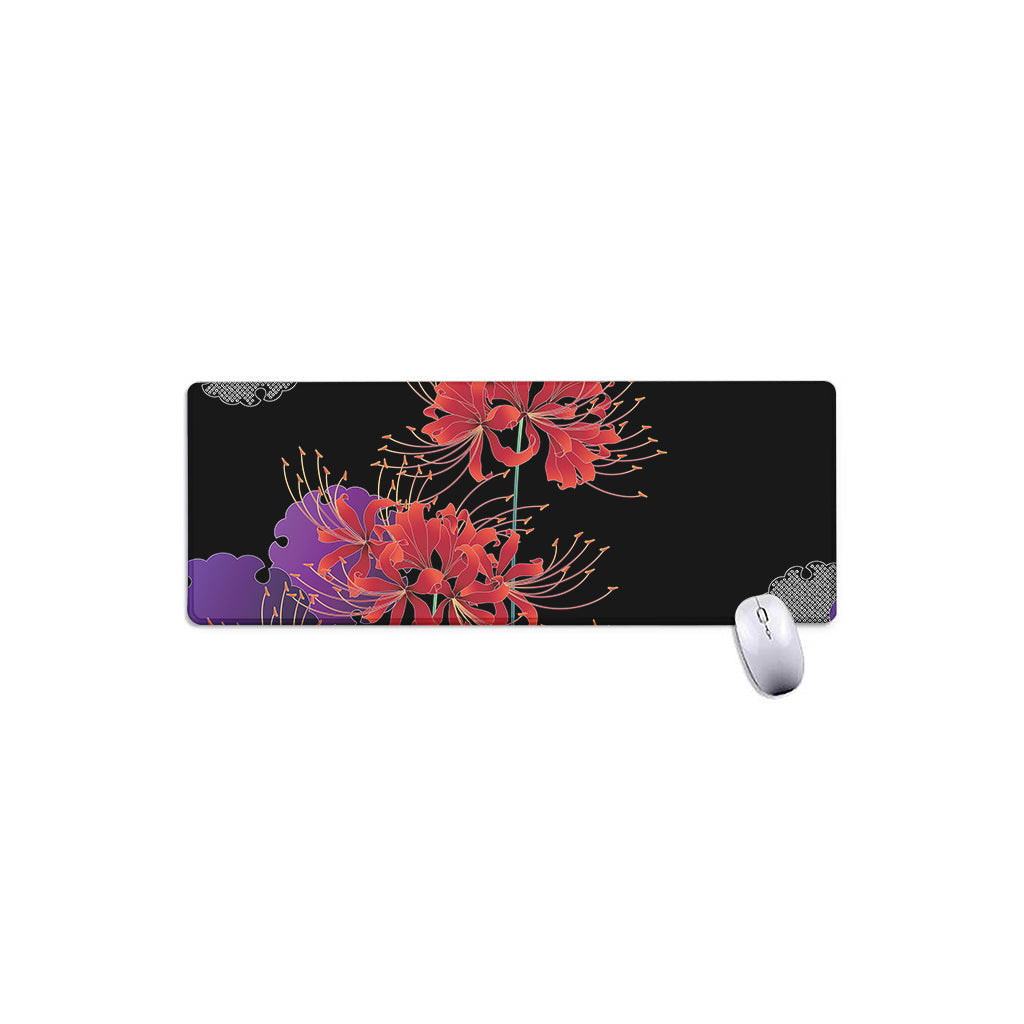 Red Japanese Amaryllis Pattern Print Extended Mouse Pad