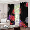 Red Japanese Amaryllis Pattern Print Extra Wide Grommet Curtains