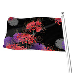Red Japanese Amaryllis Pattern Print Flag