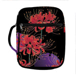 Red Japanese Amaryllis Pattern Print Front Pocket Bible Bag
