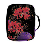 Red Japanese Amaryllis Pattern Print Front Pocket Bible Bag