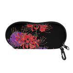 Red Japanese Amaryllis Pattern Print Glasses Case