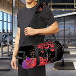 Red Japanese Amaryllis Pattern Print Gym Bag