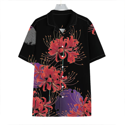 Red Japanese Amaryllis Pattern Print Hawaiian Shirt