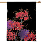 Red Japanese Amaryllis Pattern Print House Flag