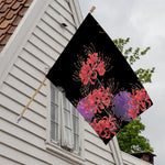 Red Japanese Amaryllis Pattern Print House Flag