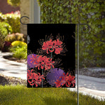 Red Japanese Amaryllis Pattern Print House Flag