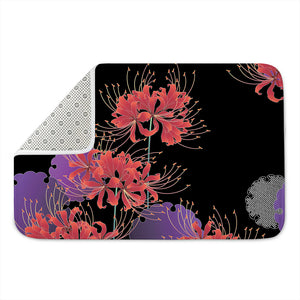 Red Japanese Amaryllis Pattern Print Indoor Door Mat