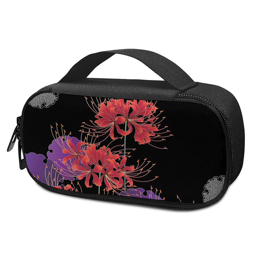 Red Japanese Amaryllis Pattern Print Insulin Cooler Travel Case