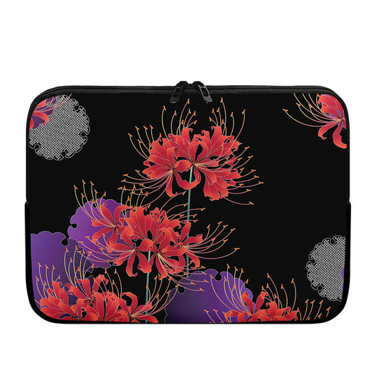 Red Japanese Amaryllis Pattern Print Laptop Sleeve